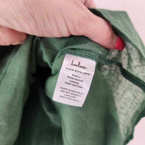 NWT Lulus Al Fresco Evenings Off the Shoulder Green Shift Dress Boho Women's M - Picture 7 of 7